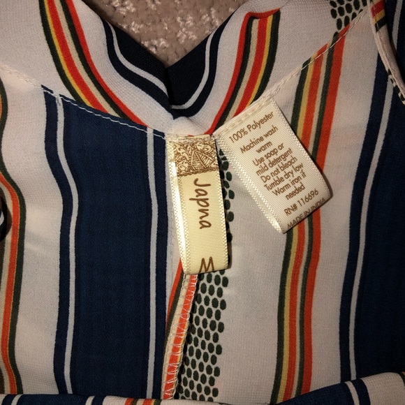 Japna Striped Cold Shoulder Jumpsuit, M - Picture 6 of 6